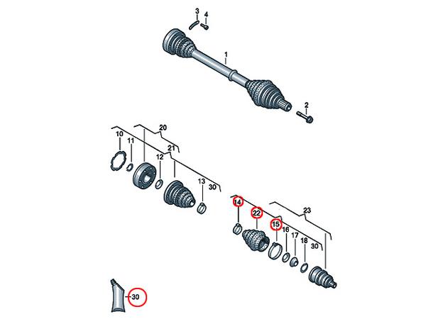 ドライブシャフトブーツキット F 外側 ワーゲン GOLF5 1KBLP