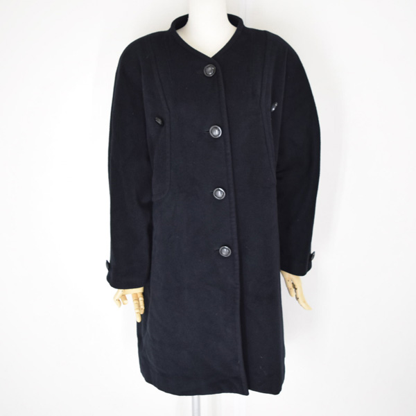 ◇ GIVENCHY GLAMOUR コート ノーカラー オーバーコート ブラック サイズ13 (0250164527)
