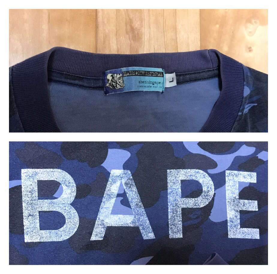 A BATHING APE ロンT 青 ape ロンT L ブルーカモ 長袖Tシャツ ape bape エイプ ベイプ a