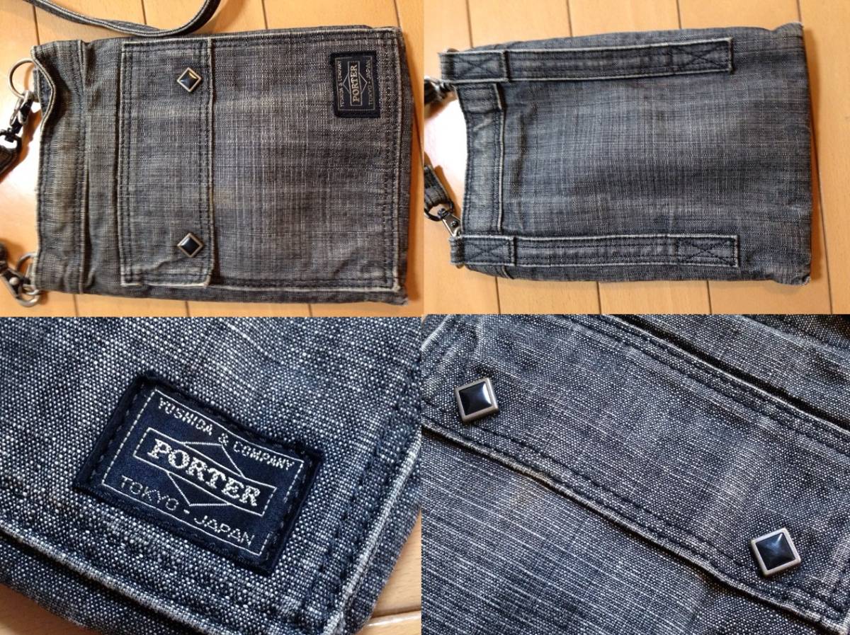 ポーター シザーバッグ ブラックデニム PORTER 吉田カバン ミニ 