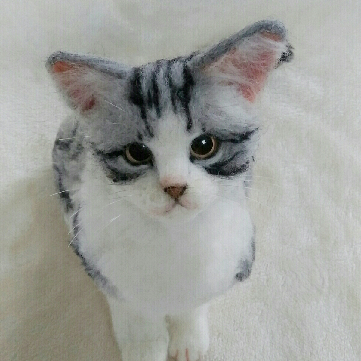 羊毛フェルト ハンドメイド by | 猫 羊毛フェルト。猫。サバ白。の通販