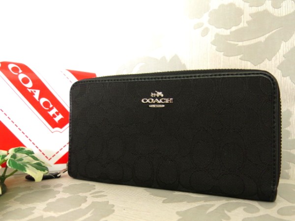 □未使用□COACH コーチ□シグネチャー キャンバス レザー 革 ラウンド