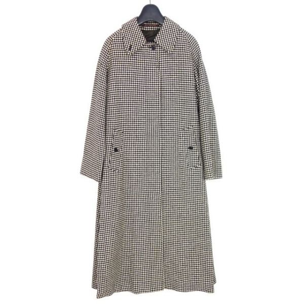 70s ヴィンテージ バーバリー レディース 英国製 ツイード ステンカラーコート UK8 千鳥格子 古着 20bc09dm-z12008