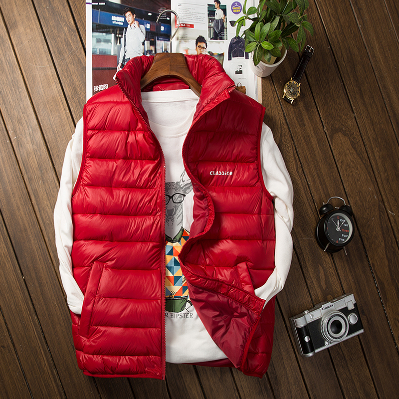 中綿ベストメンズダウンベストアウタースウェットフード軽量886 レッド