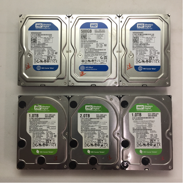 注意状態 SATA WD 3.5インチHDD 500GB～6台まとめて