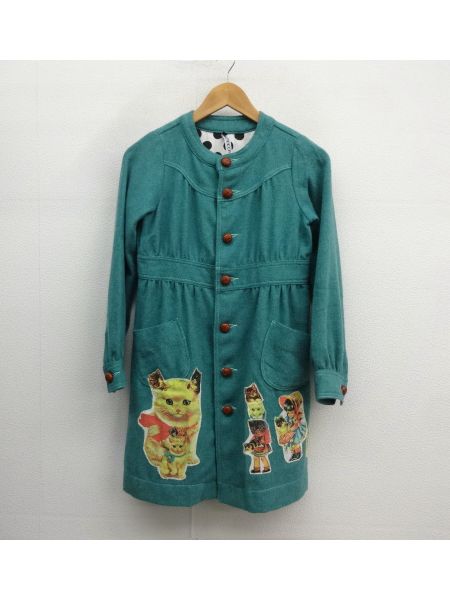 EZ333○あちゃちゅむ ムチャチャ ママ パッチ 猫 ノーカラー コート 