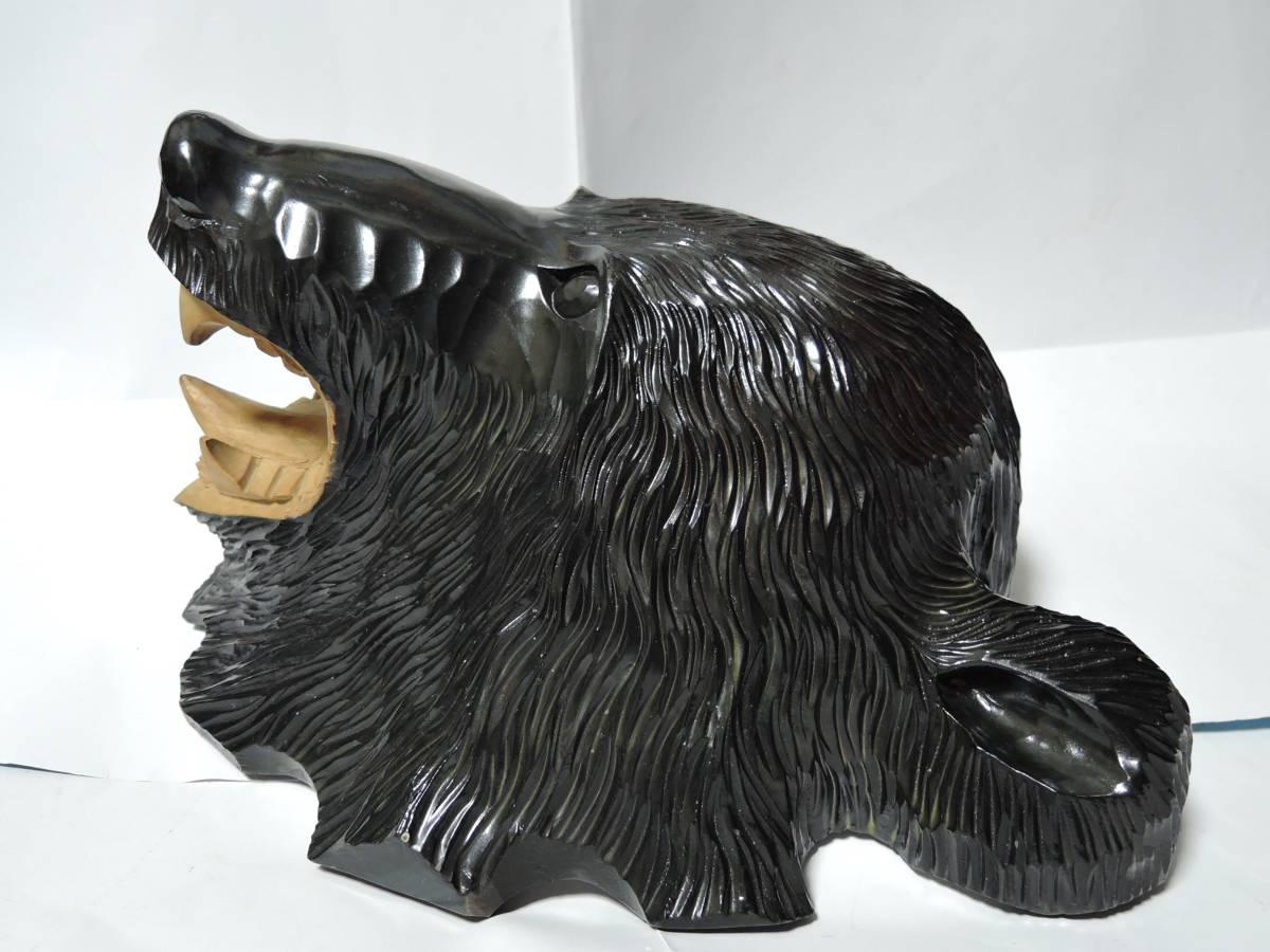 木製クマの頭部彫刻 壁掛け 木彫り 北海道 アイヌ作 0266 000 木製クマの頭部彫刻 壁掛け 木彫り 北海道 アイヌ作 0266 000