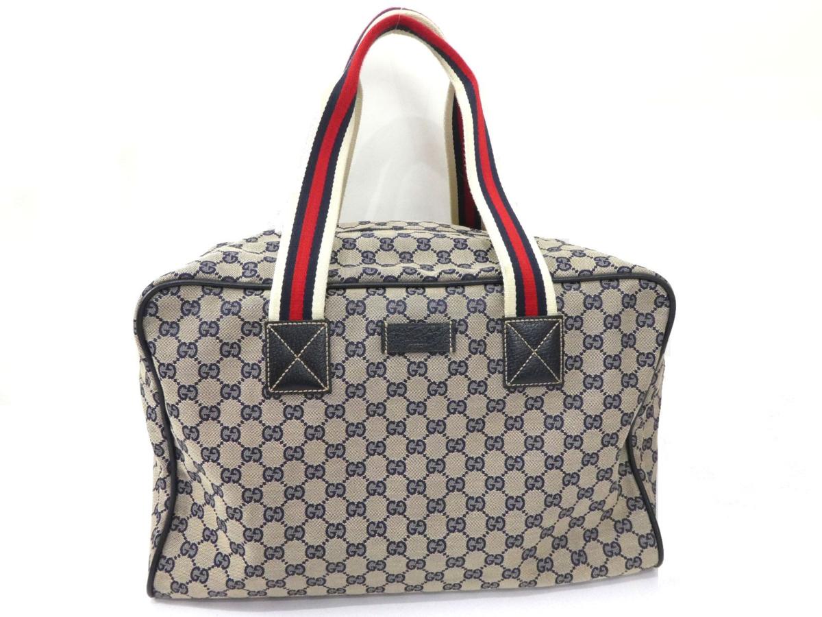 ☆X931 美品!! GUCCI グッチ GG柄キャンバス レザー ボストンバッグ 