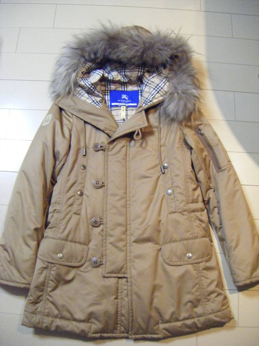 バーバリーブルーレーベル★ファー付中綿　ミリタリーコート★36