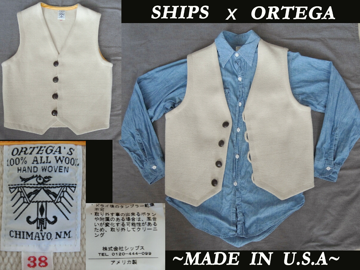 希少☆美品☆SHIPS別注☆USAアメリカ製 オルテガORTEGA サイズ38 白 
