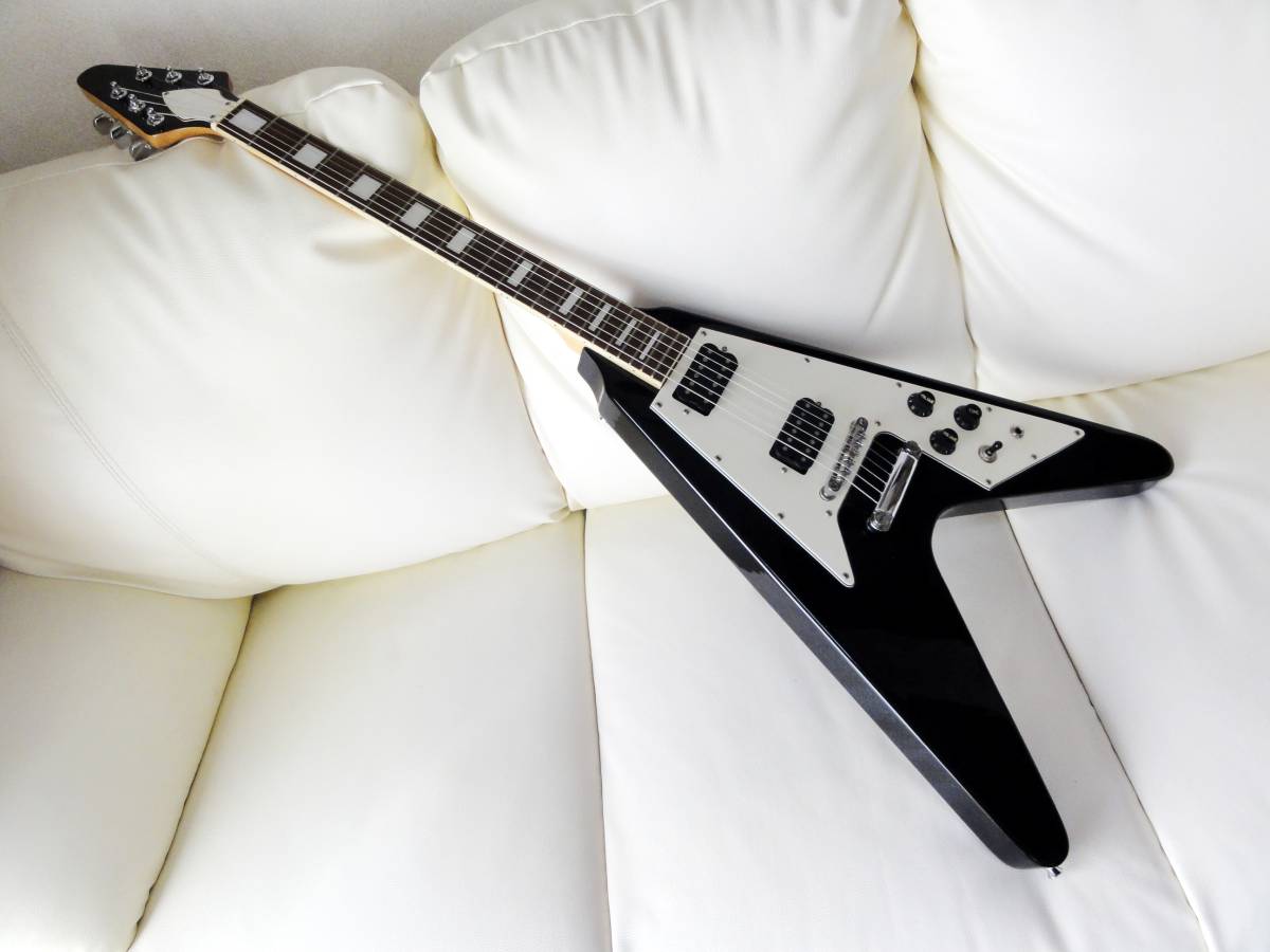 Flying V Shop Block Custom ローズ指板のインレイをドットから 