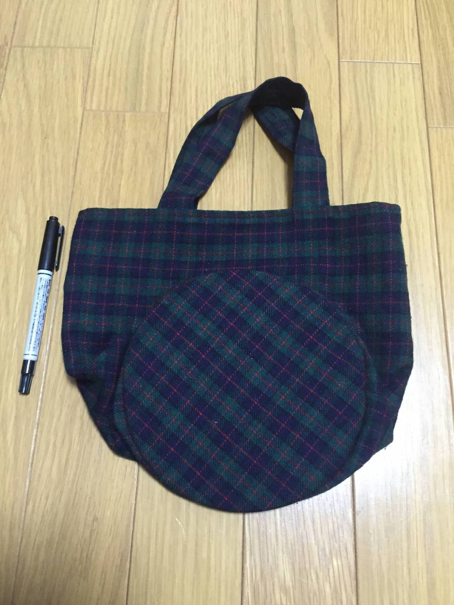 ファミリア familiar トートバッグ | チェック 緑 グリーン 青 小の