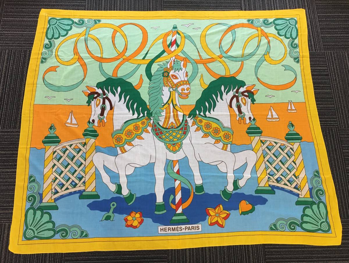1円～本物★エルメス　超大判　カレ140　スカーフ　ストール　美品