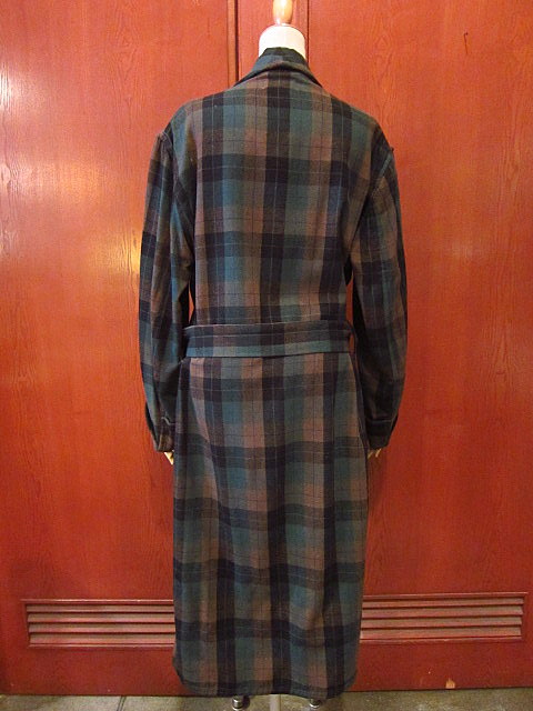 ビンテージ60's★SEARSチェックウールガウンM★50s70sローブメンズシアーズUSA古着卸レトロモッズパジャマ寝間着