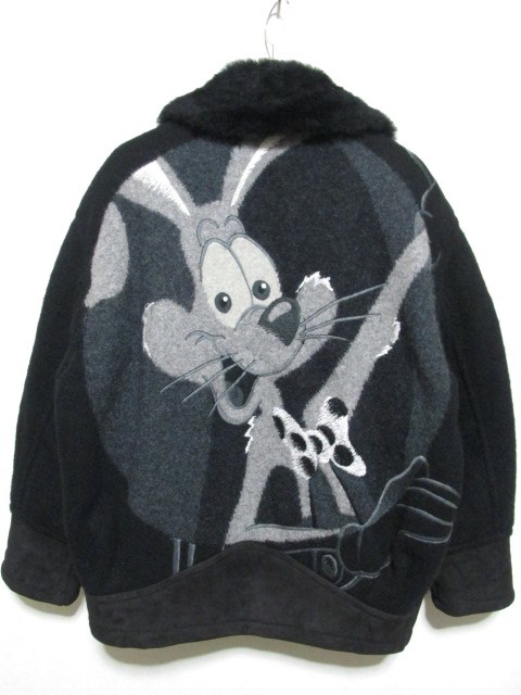 高級伊製！★アイスバーグ ICEBERG★ムートン切替 ウールニットブルゾン ロジャーラビット柄