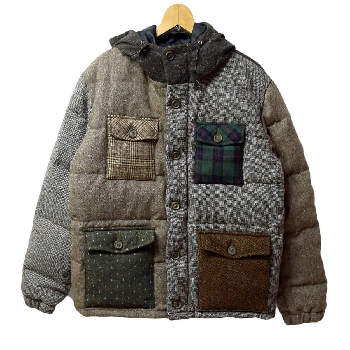 ゴースローキャラバン ダウンジャケット 4 切替 ツイード go slow caravan パーカー