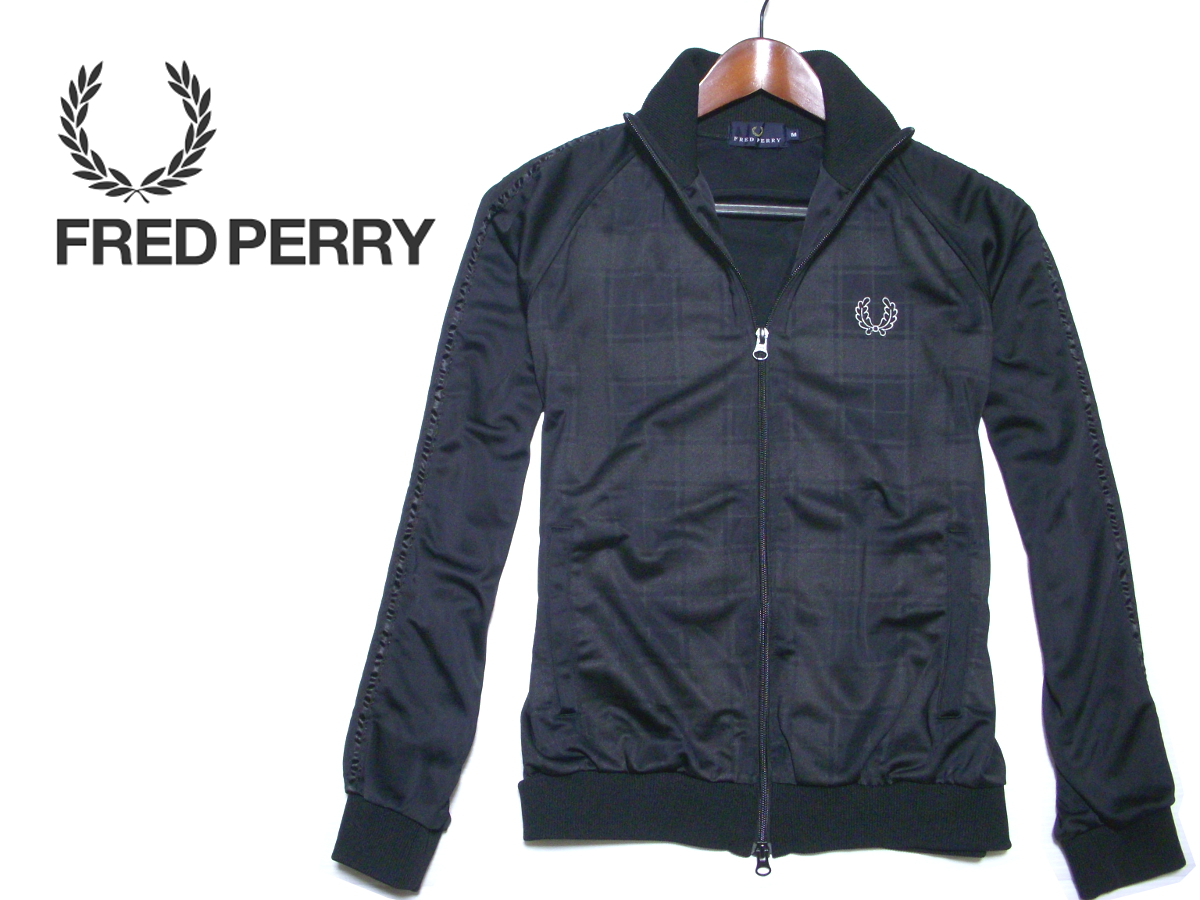日本製■フレッドペリー　シャドーチェック　トラックジャケット　ジャージ　袖ドレープライン　ローレルロゴ FRED PERRY　ヒットユニオン