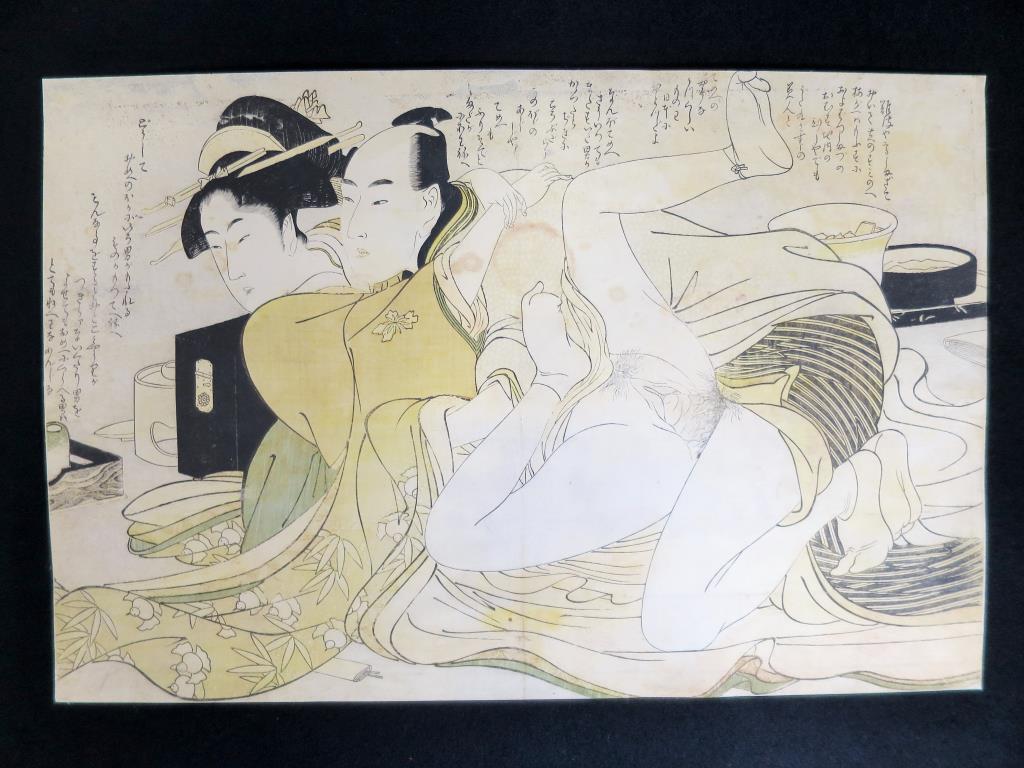 ・浮世絵　歌麿筆　春画　木版画　江戸時代　・・　