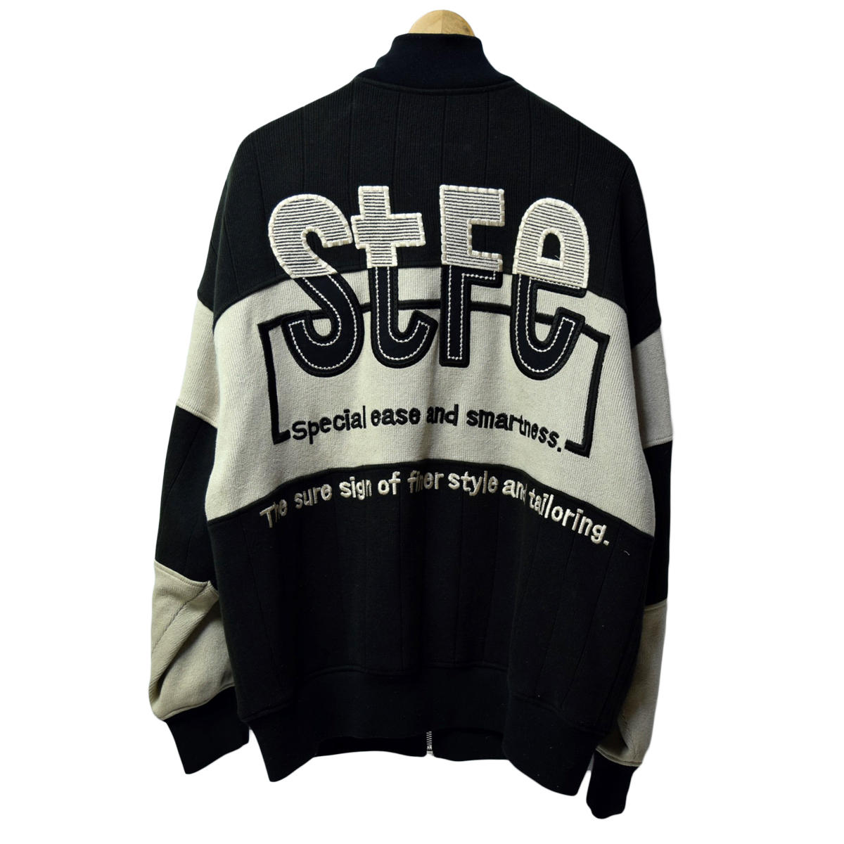 santa fe⁄サンタフェ] ライダース風 ニットジャケット ［無地⁄ブラック 