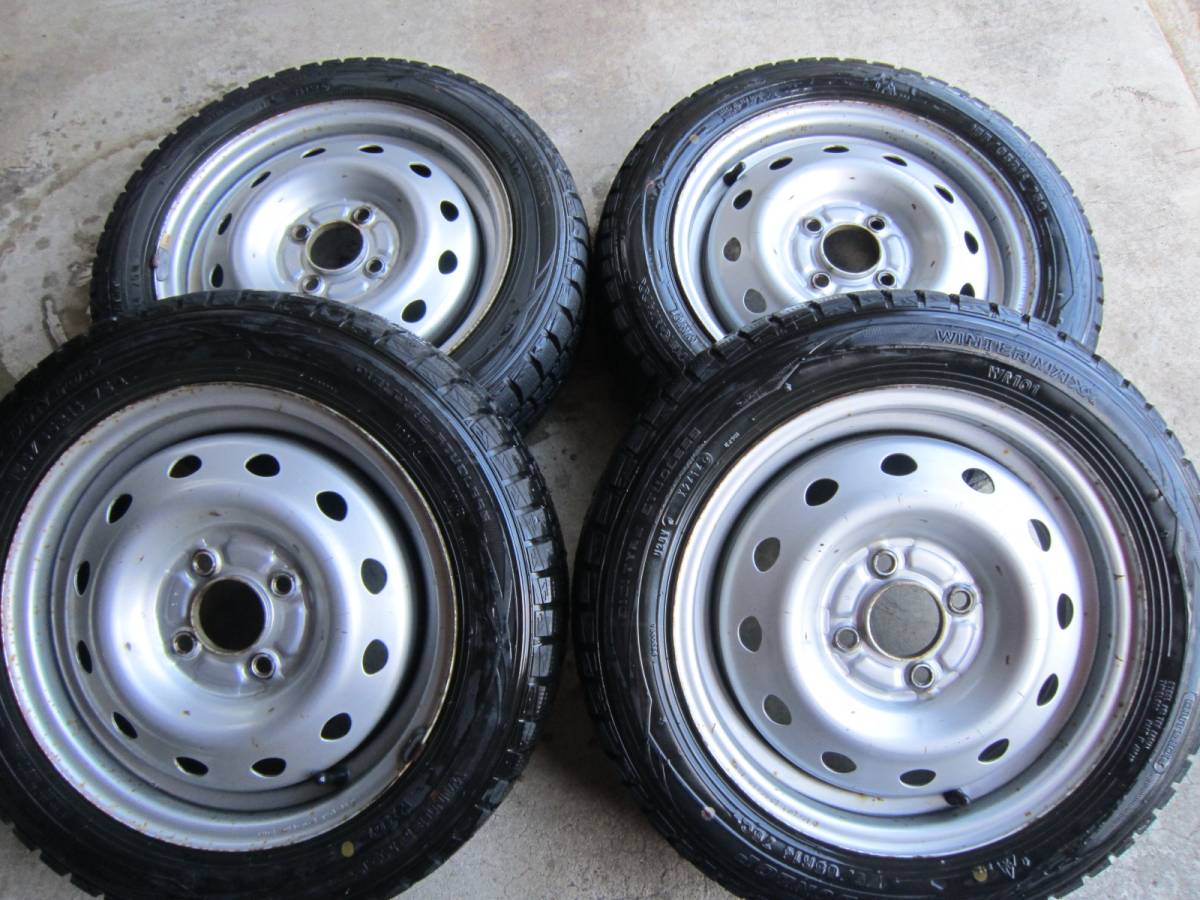 ★スタッドレス155/65R14 ダンロップ WINTRMAXX　タントムーブミラワゴンＲ等軽カー、コンパクトカーに　4本セット中古タイヤ★