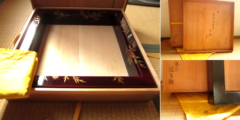 茶道具 五客 BK421 時代輪島塗 懐石 菓子 木製 吸物椀 草花図金蒔絵