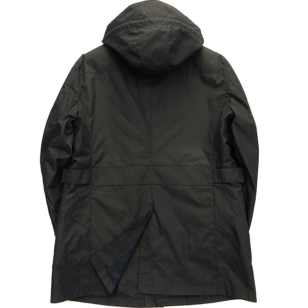 新品 インターメッツォ 中綿ライナーフード付き光沢マイクロジオメトリックコートM焦茶★J29029 INTERMEZZO