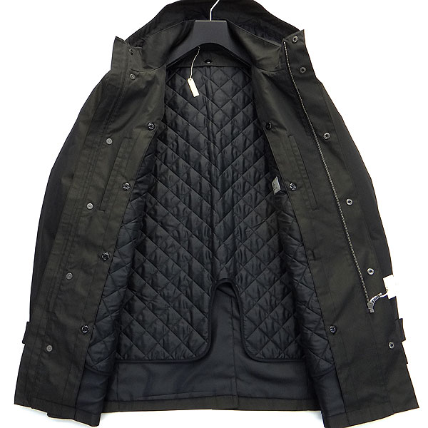 新品 インターメッツォ 中綿ライナーフード付き光沢マイクロジオメトリックコートM焦茶★J29029 INTERMEZZO