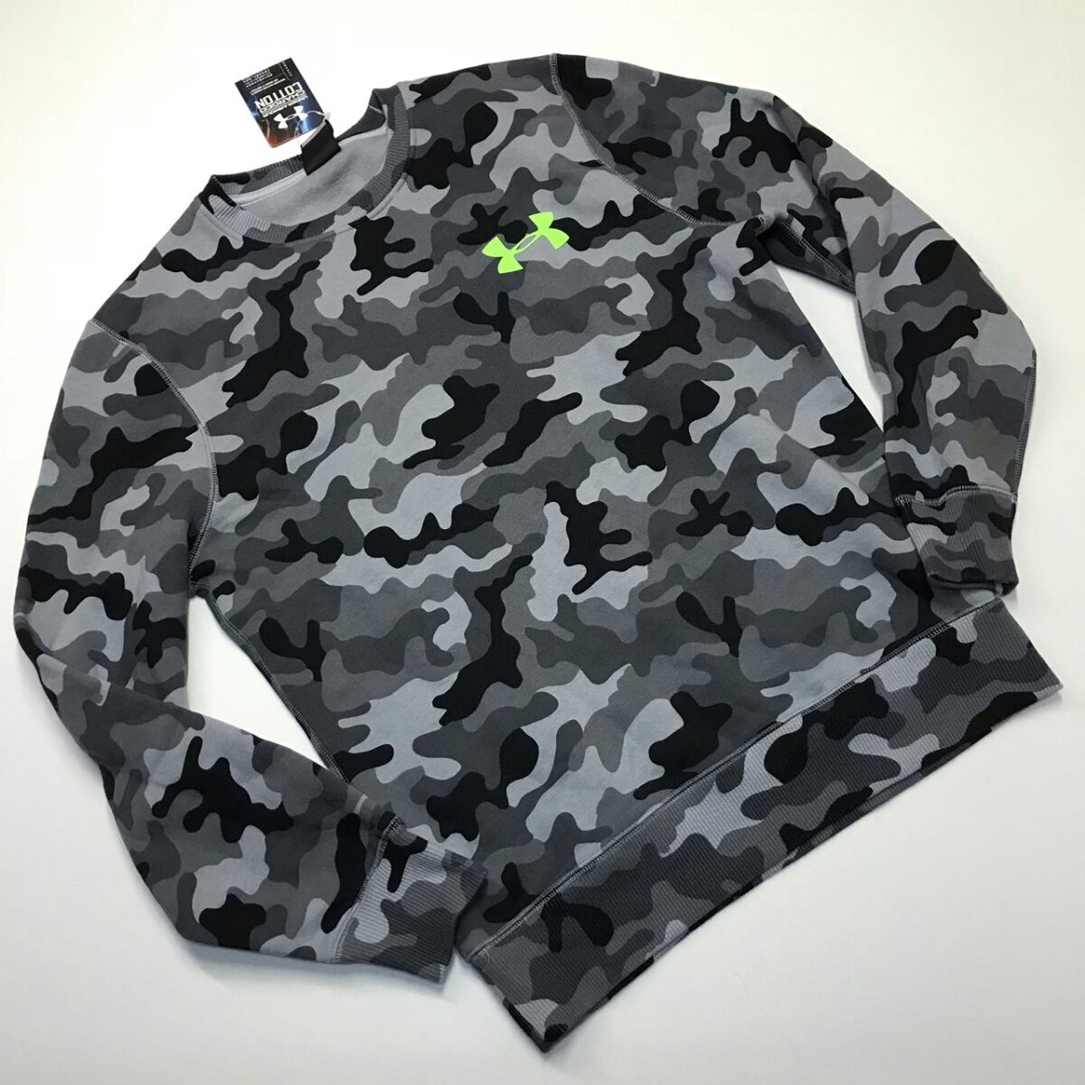 UNDER ARMOUR アンダーアーマー ライバルコットン迷彩スウェット 灰 S 新品