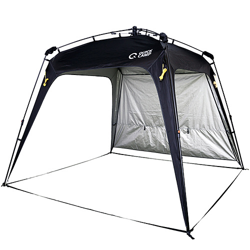 【B級品 アウトレット】クイックキャンプ ワンタッチタープ 2.5m UVカット アウトドア タープテント フラップ付き ブラック QC-TP250