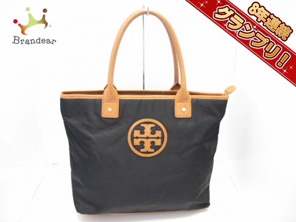 トリーバーチ TORY BURCH バッグ ハンドバッグ ナイロン×レザー 黒 
