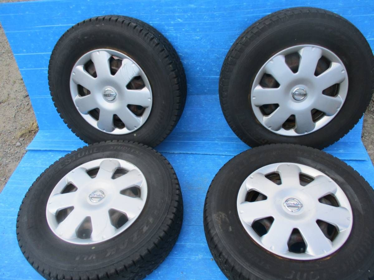 ★☆195/80Ｒ15　ニッサン　キャラバン装着　鉄ホイール　ニッサン純正ホイールキャップ付スタッドレスタイヤ　冬タイヤ☆★_1