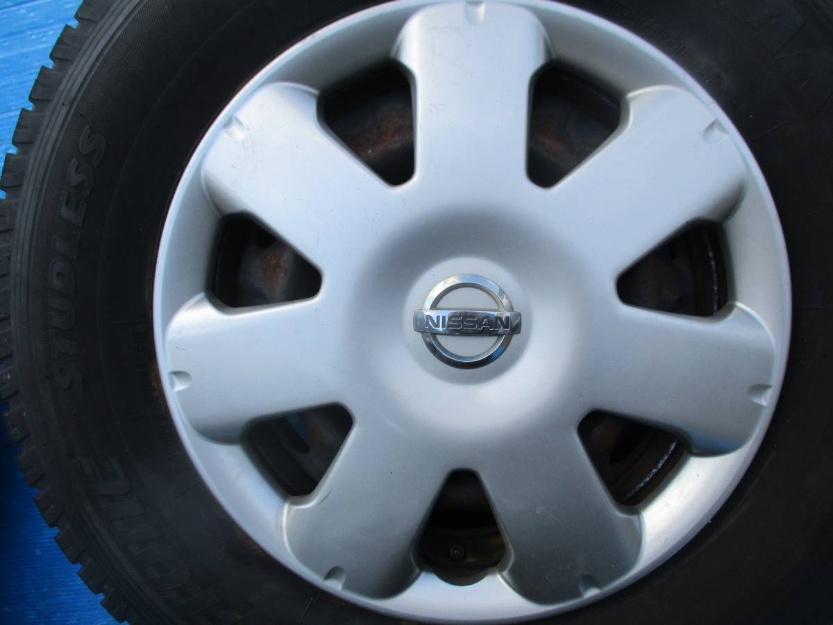 ★☆195/80Ｒ15　ニッサン　キャラバン装着　鉄ホイール　ニッサン純正ホイールキャップ付スタッドレスタイヤ　冬タイヤ☆★_6