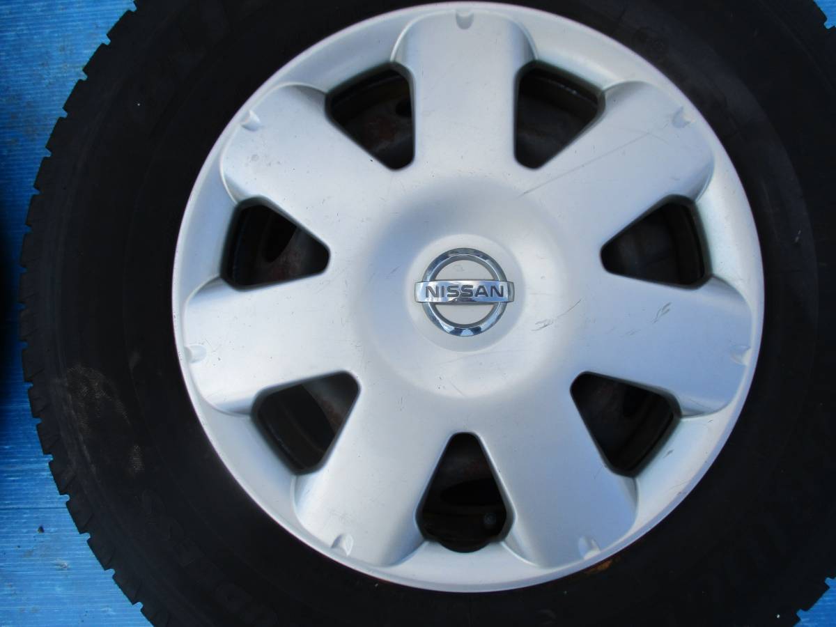 ★☆195/80Ｒ15　ニッサン　キャラバン装着　鉄ホイール　ニッサン純正ホイールキャップ付スタッドレスタイヤ　冬タイヤ☆★_7
