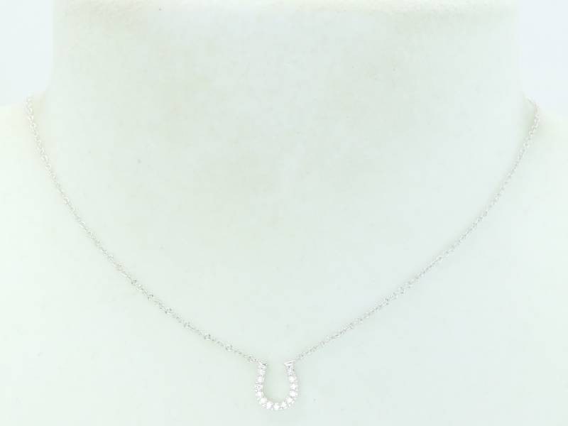 ティファニー ダイヤ メトロ ホースシュー ペンダント ネックレス K18WG 馬蹄 ホワイトゴールド 箱入 新品同様 5552