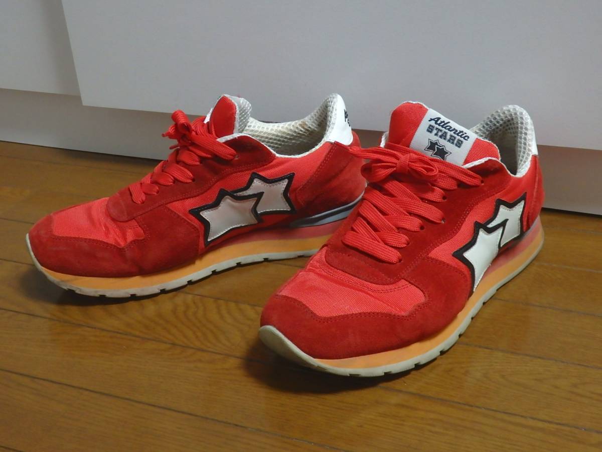 Atlantic STARS アトランティック スターズメンズ スニーカー シューズ 星柄 レッド×ホワイト 赤×白 42 約26cm 中古