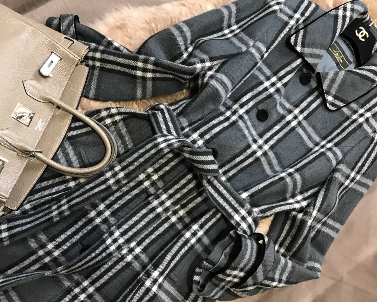 ☆彡２点落札で送料無料☆彡Leilianレリアン☆エレガントに着こなす大人なチェック柄♪美シルエットコート♪