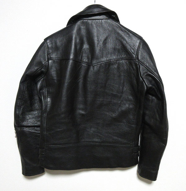 BLACK MARKET ブラックマーケット ライトニング型 ダブルライダース 黒 34 ルイスレザー666schott