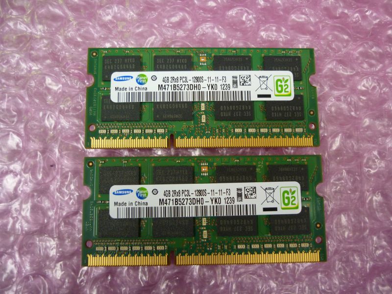 ■△■2247 SAMSUNG 2R×8 PC3L-12800S-11-11-F3　4GB 2枚 計8GB　確認済み