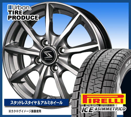 165/55R14 ICE ASIMMETRICO ピレリ & BSJ RX 4.5Jx14 4H (4本セット) スタッドレスタイヤ/ルークス/ライフ/アルト