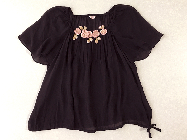 ◆ピンクハウス◆ さくらモチーフ キュプラ チュニック ブラウス 黒 桜