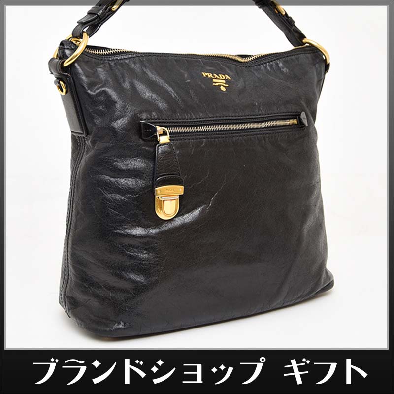 1円 美品 プラダ ワンショルダーバッグ 定価20万 ブラック 黒 