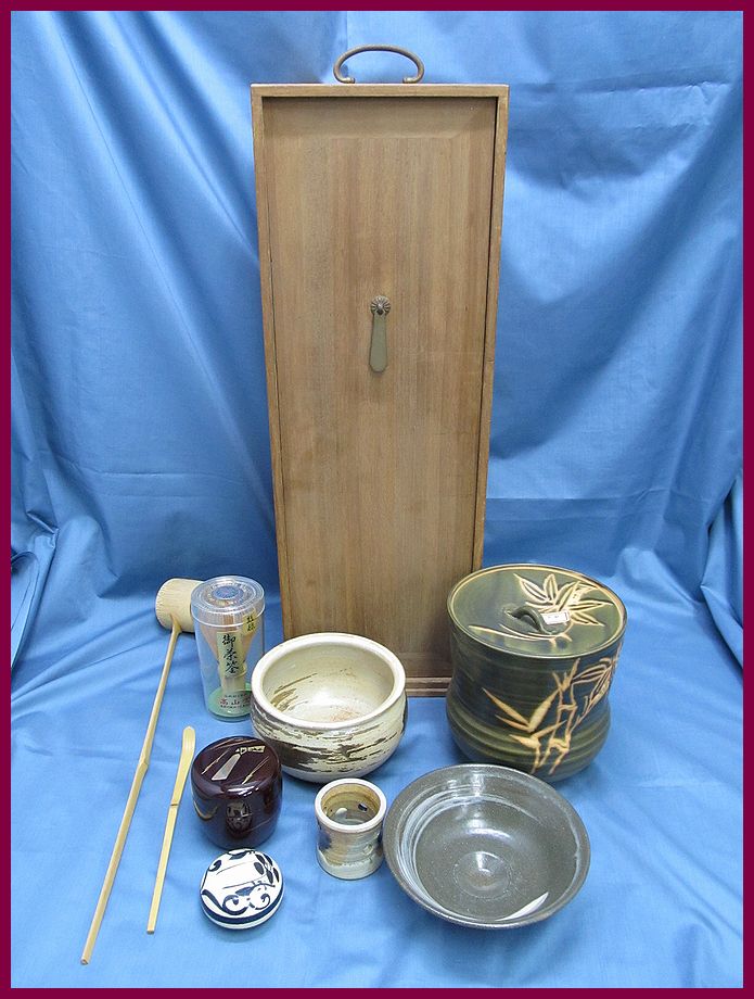 茶道具 お点前セット 短冊箱 茶筅 水指 棗 茶碗 建水 茶杓 茶道 まとめて