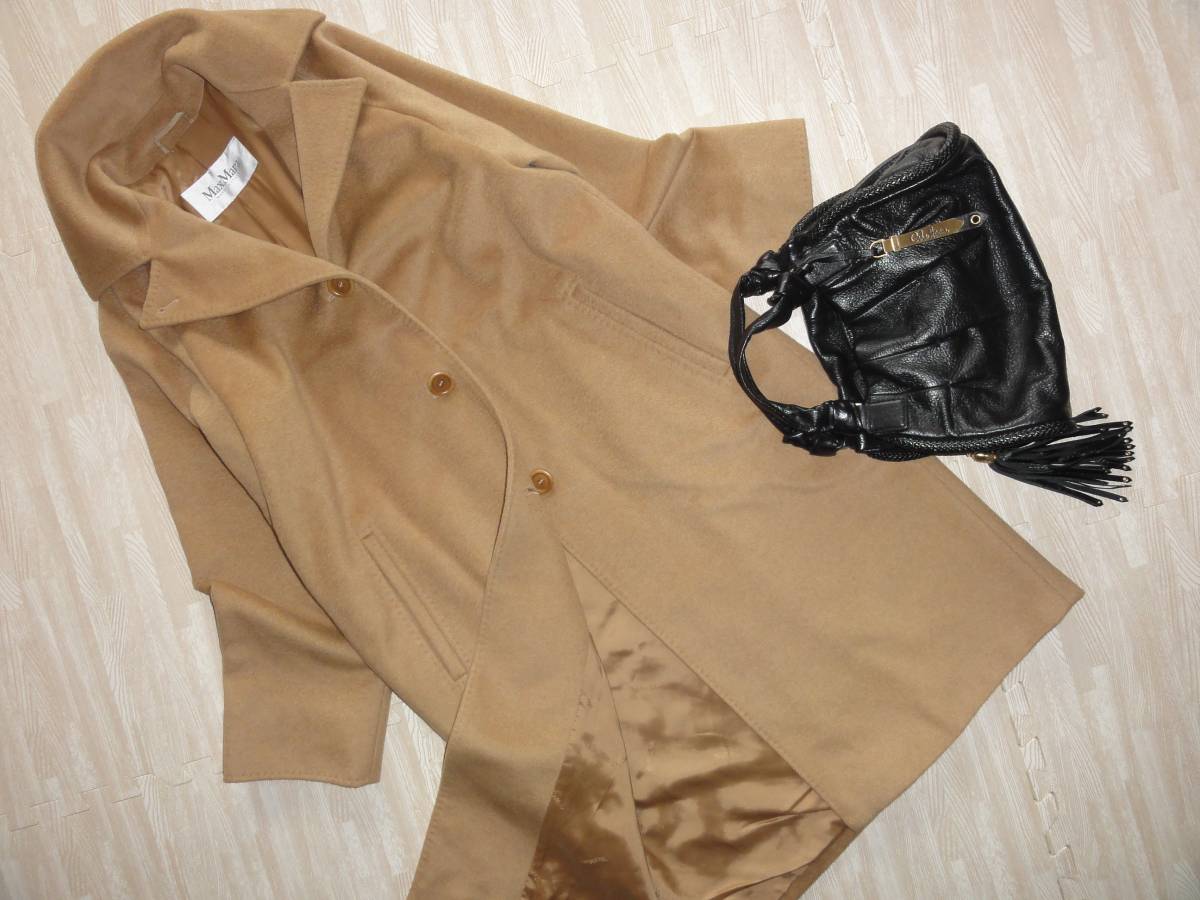 美品・マックスマーラ・MaxMara・キャメル100％・白タグ・コート・JI38