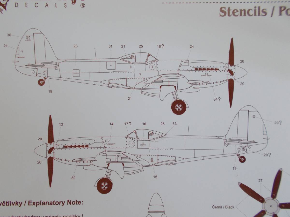 1/48 タリーホーデカール　48-015　スピットファイア　F.22/F.24 のステンシル