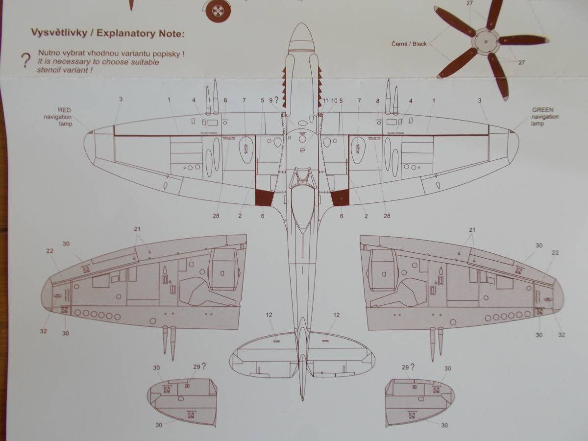 1/48 タリーホーデカール　48-015　スピットファイア　F.22/F.24 のステンシル