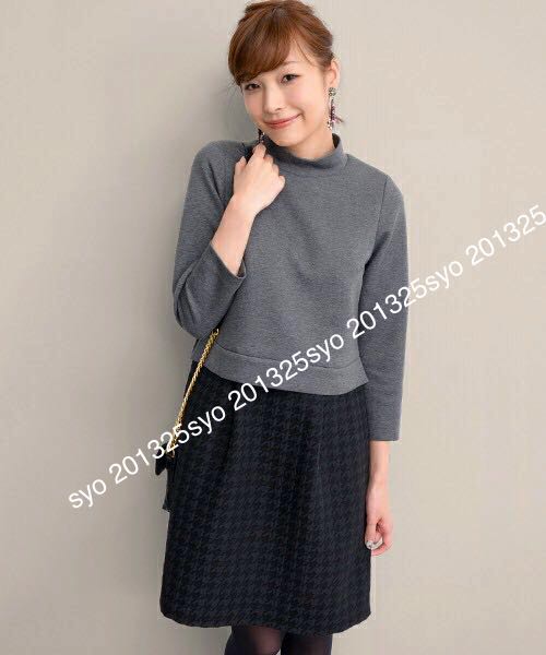 新品アーバンリサーチロッソrosso ボトルネックドッキングワンピース切り替えワンピース定価16848円切替ワンピース黒ハイネック千鳥柄