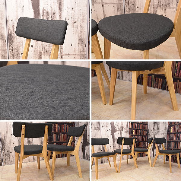 NW23M4-KC+【新品】ナチュラルスタイル タモ材ダイニングチェア4点セットファブリック1円~アウトレットムーブル ザーゴ美品展示処分品