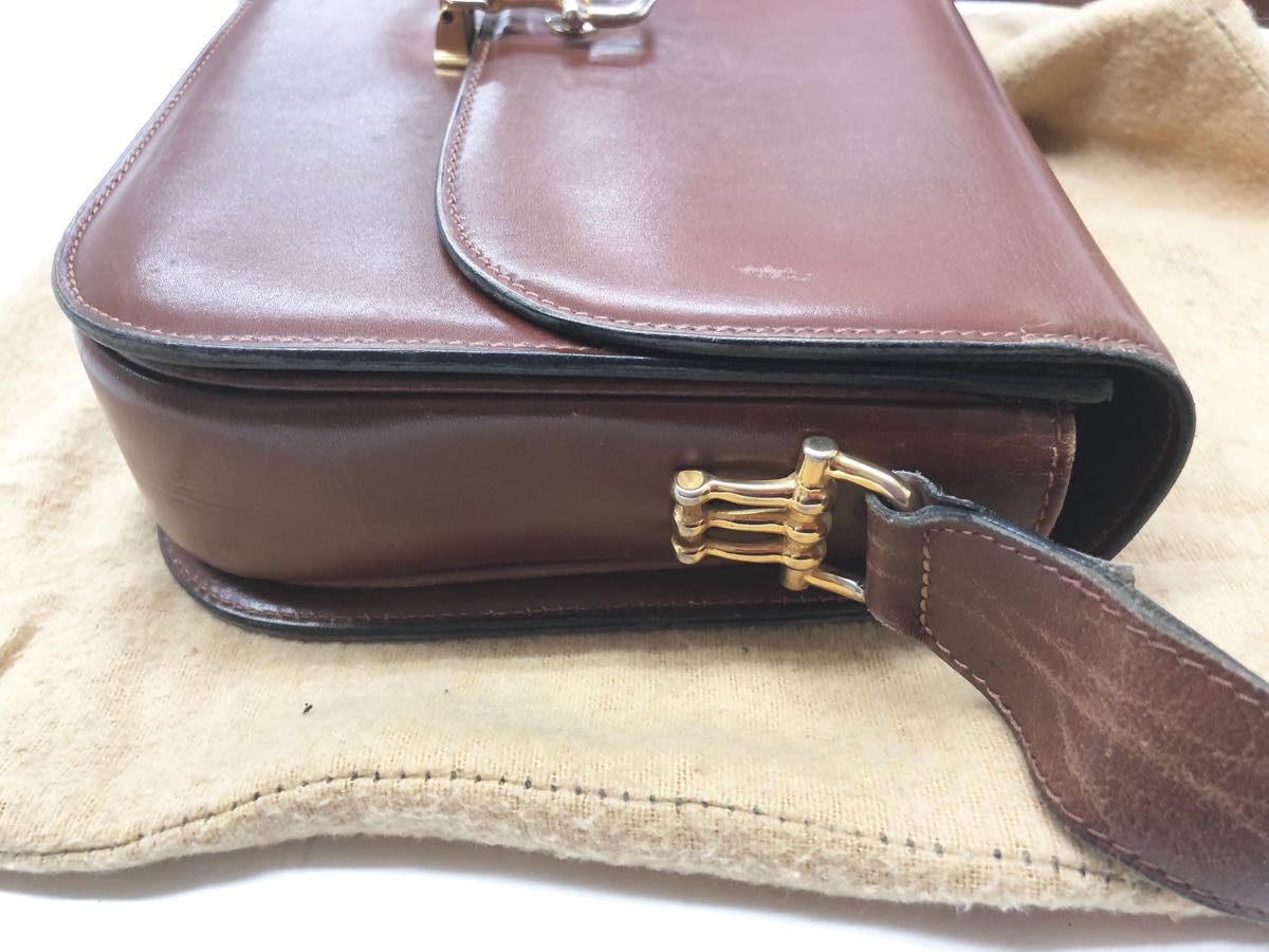 CELINE ブラウンレザー ショルダーバッグ セリーヌ ショルダーバッグ 