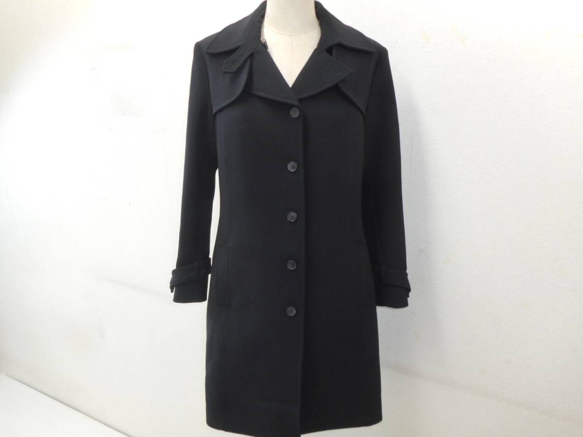 a161◆Le Verseaunoirコート◆美品 ルヴェルソーノアール サイズ42 ブラック黒色 ポリ毛ウール素材 ストレッチ イタリア伊製 レディース9L