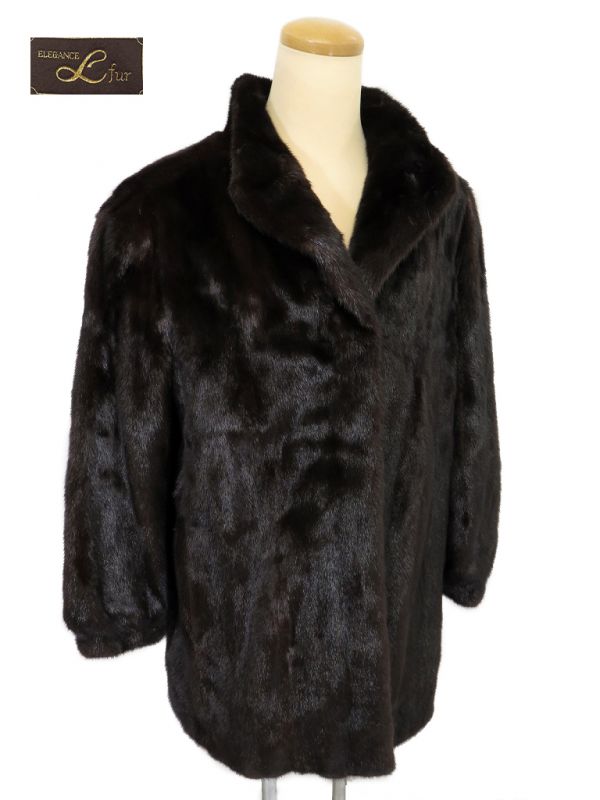 特特3161ymmm ミンク毛皮コート ブラウン＆ブラック 中古Ａ【ことこと屋】